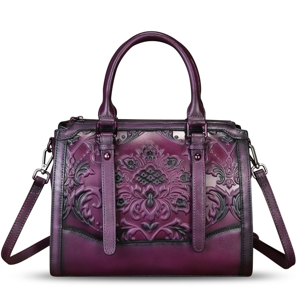 Genuine Leather Satchel Embossed Leather Handbag Top Handle Bags C :P